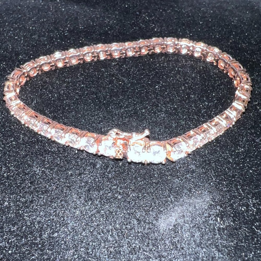 JCM CZ China Cubic Zirconia Gold Tone Tennis Bracelet